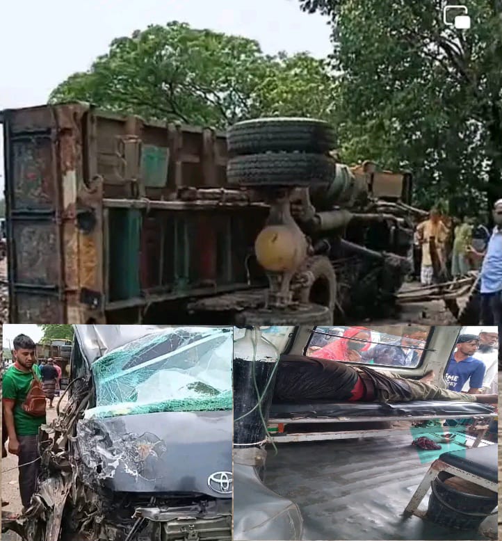 সিলেট-তামাবিল মহাসড়কে ভয়াবহ সংঘর্ষে চালকের হাত বিচ্ছিন্ন ও তিন যাত্রী আহত